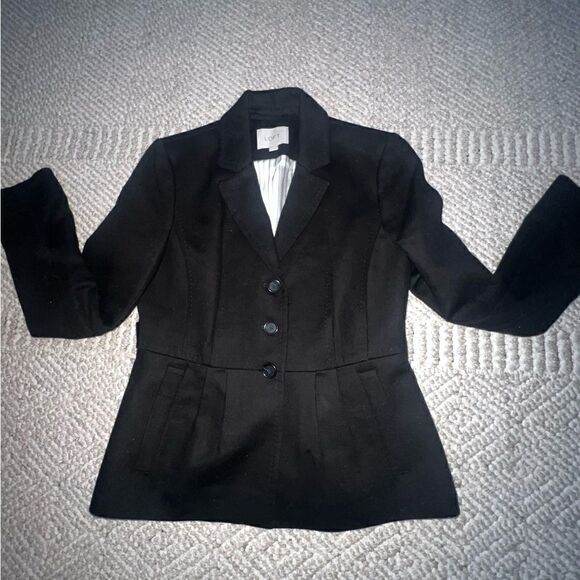 LOFT Black Pleated Blazer - Sz 4 - Picture 6 of 15